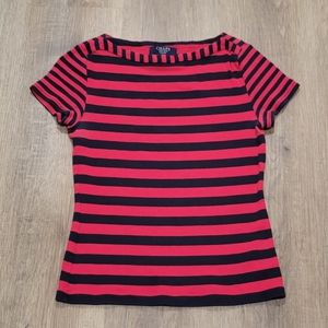 Chaps by Ralph Lauren Striped T Shirt, Navy and Red, PXS